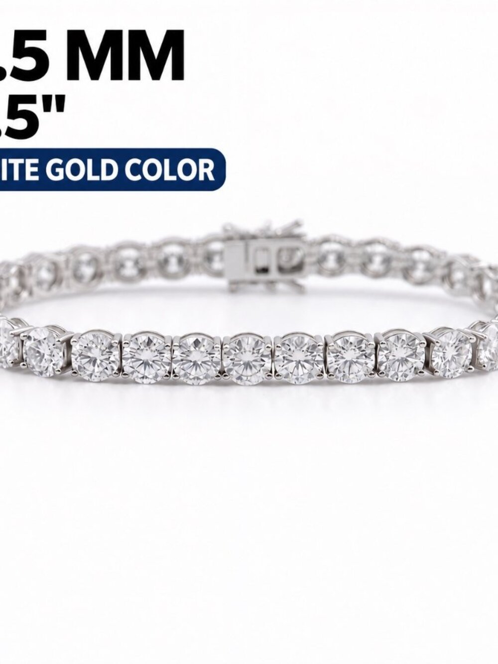 LEKANI 6.5mm Moissanite Tennis Bracelet S925 Silver 8.5 in